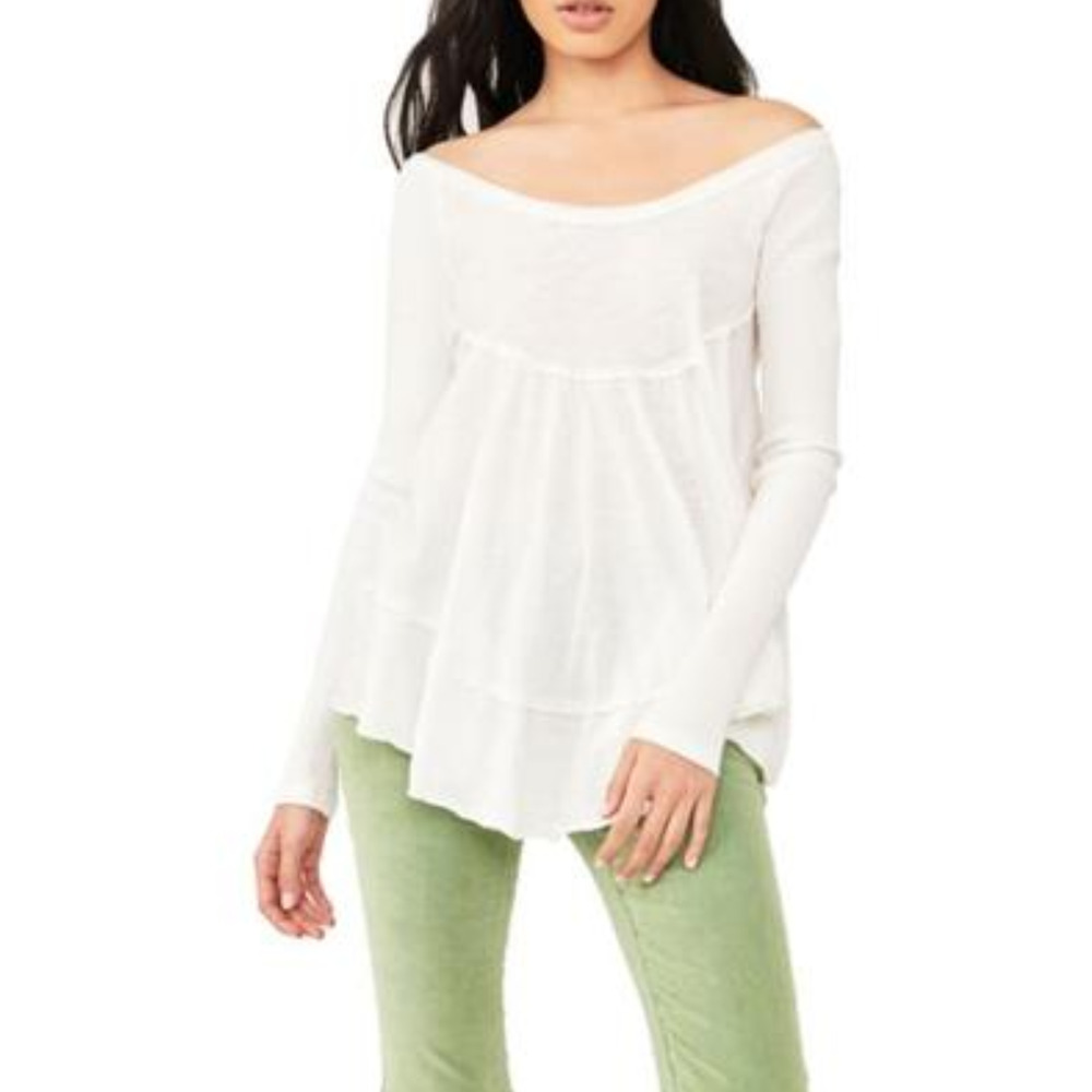 Free People Women Sundae Tee Ivory Size L